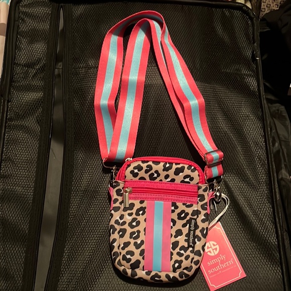 Simply Southern Handbags - Simply Southern Leopard and Pink Crossbody Bag